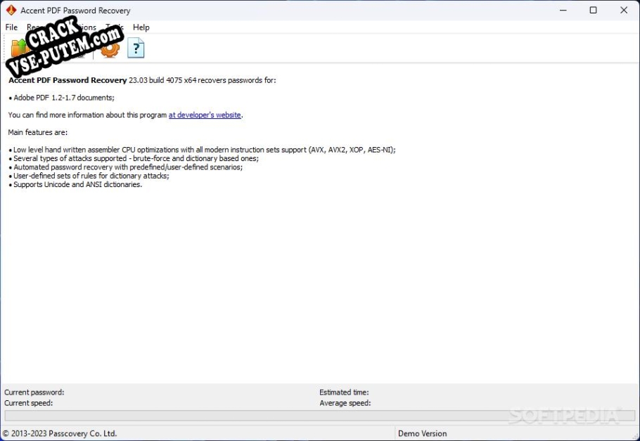 Accent PDF Password Recovery с patch/keygen