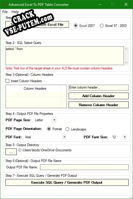Активация программы Advanced Excel To PDF Table Converter