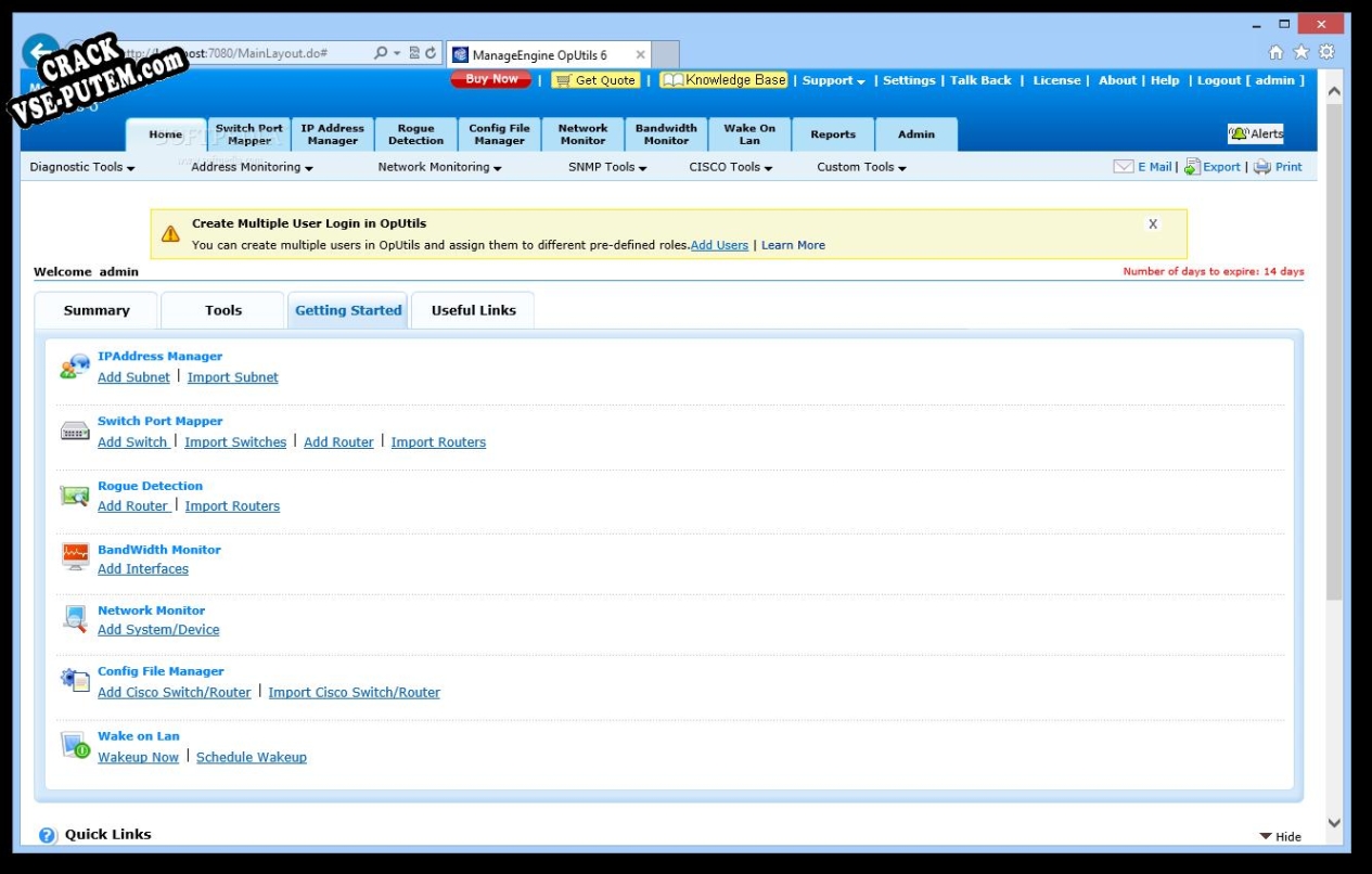 Keygen для AdventNet ManageEngine OpUtils