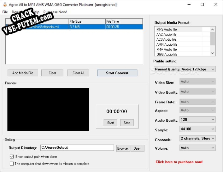 Agree Free All to MP3 AMR OGG Converter Platinum + crack/ключ