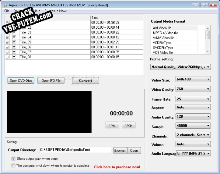 Agree Rip DVD to AVI WMV MPEG4 FLV iPod MOV + crack/ключ