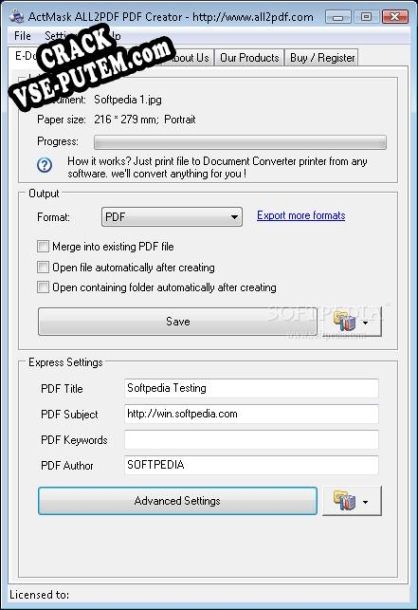 All2PDF Pdf Creator и crack patch (взлом)