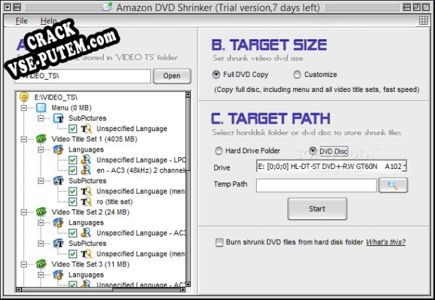 Активация программы Amazon DVD Shrinker