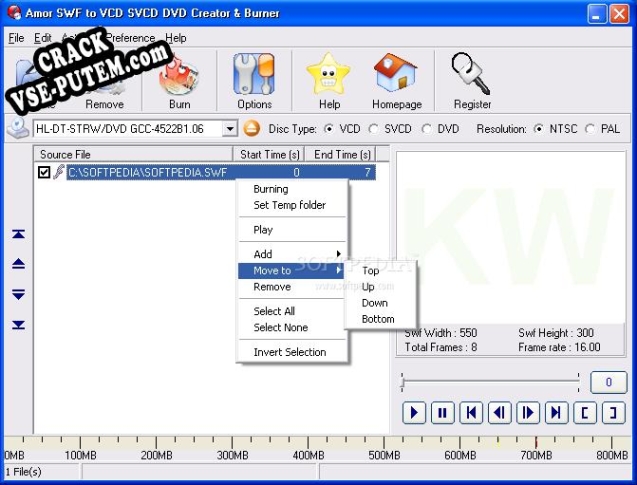 Ключ для Amor SWF to VCD SVCD DVD Creator & Burner