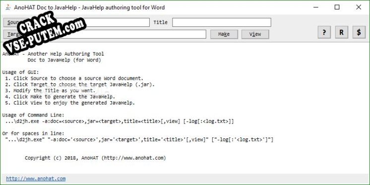 AnoHAT Doc to JavaHelp с patch/keygen