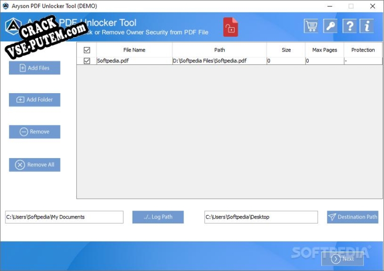 Активация программы Aryson PDF File Unlocker Tool