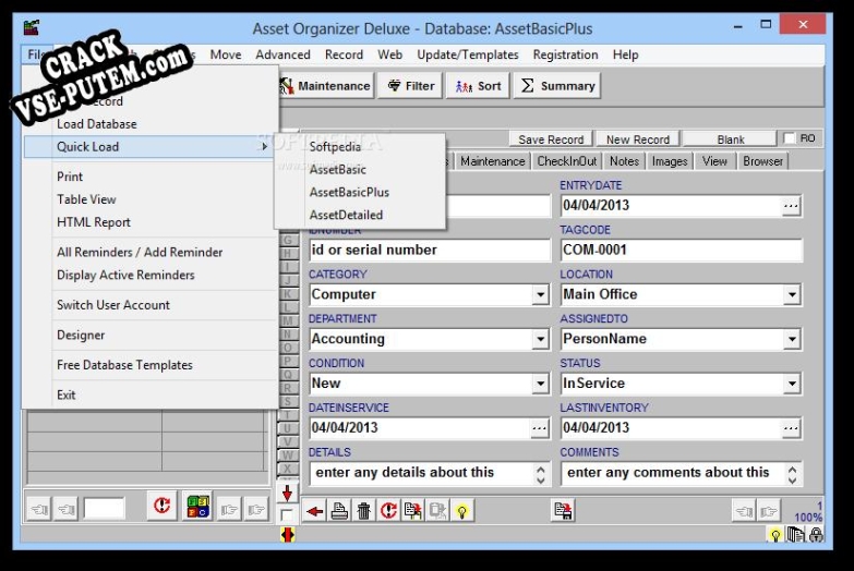Взлом (keygen) Asset Organizer Deluxe