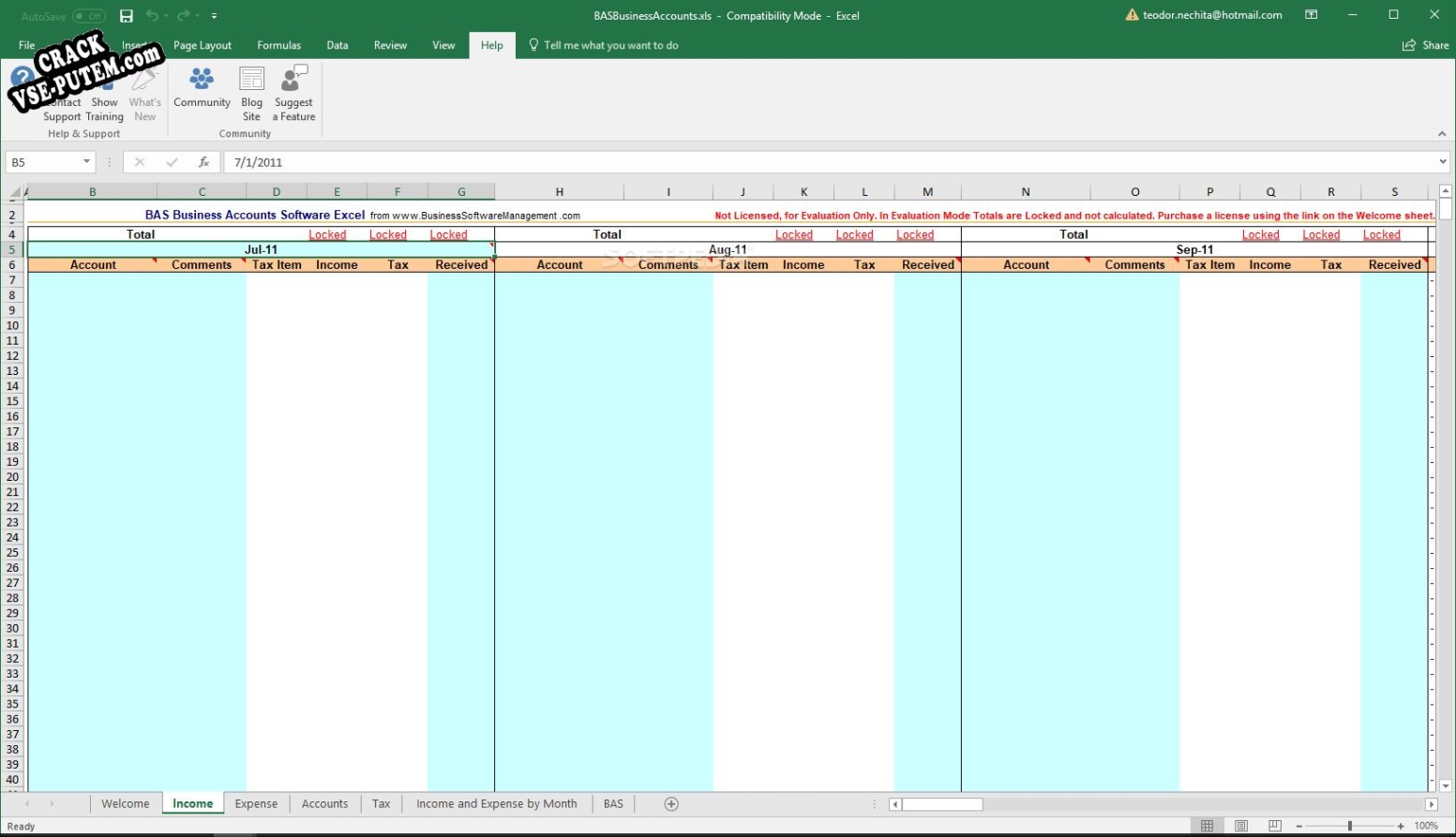 BAS Business Accounts Software Excel  + crack (кряк)