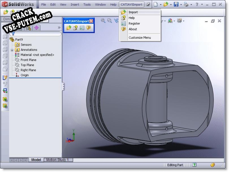 Взлом (keygen) CATIA V5 Import for SolidWorks