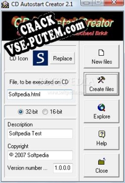 CD Autostart Creator и crack patch (взлом)