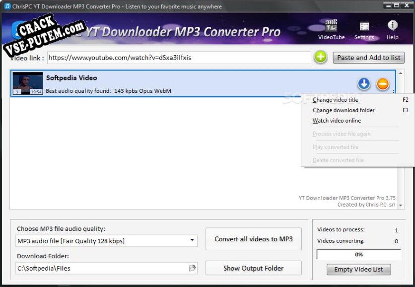 Активация программы ChrisPC YT Downloader MP3 Converter Pro