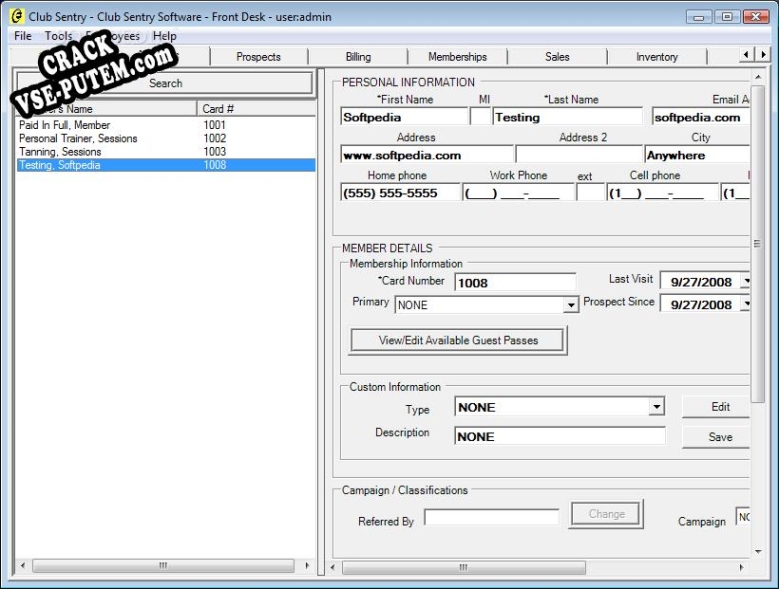 Ключ для Club Sentry Software