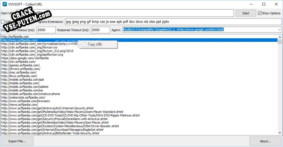 Collect URL + crack/ключ