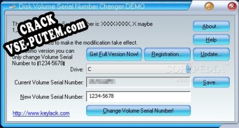 Disk Volume Serial Number Changer с patch/keygen