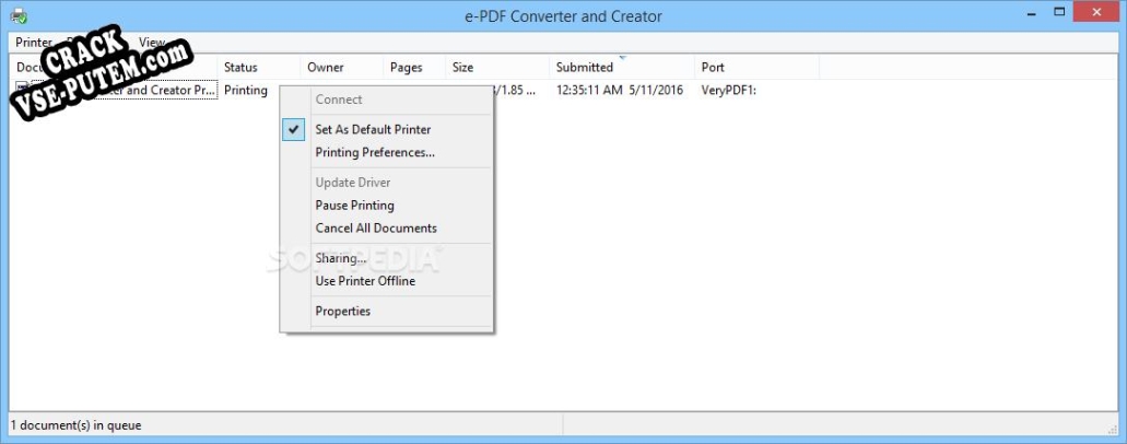 Взлом e-PDF Converter and Creator Printer
