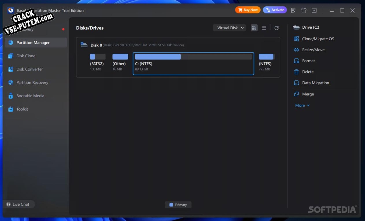 EASEUS Partition Master Professional + crack/ключ
