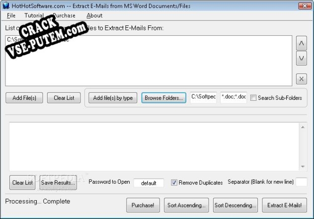 Ключ для Extract E-mails from MS Word Documents/Files