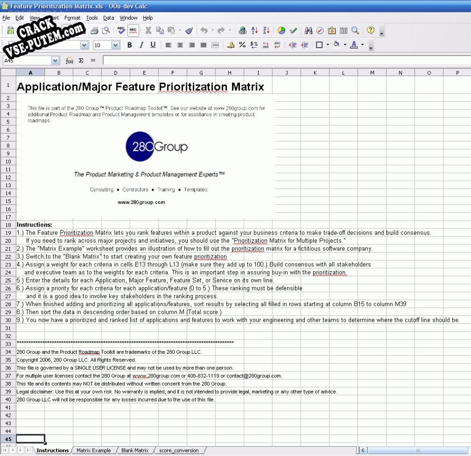 Взлом Feature Prioritization Roadmap Matrix