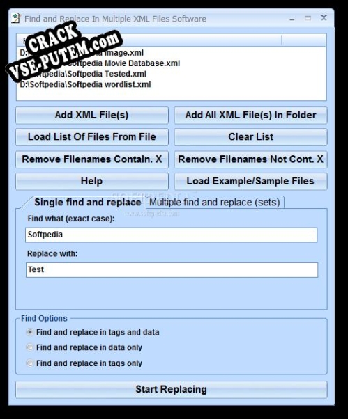 Find and Replace In Multiple XML Files Software + crack/ключ