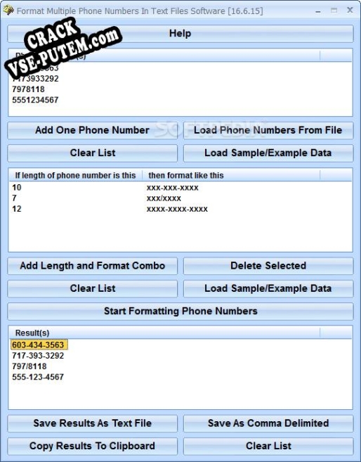 Format Multiple Phone Numbers In Text Files Software  + crack (кряк)