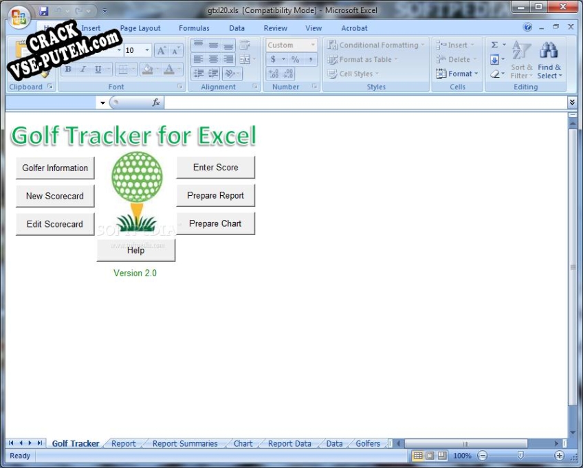 Взлом (keygen) Golf Tracker for Excel