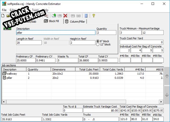 Взлом (keygen) Handy Concrete Estimator