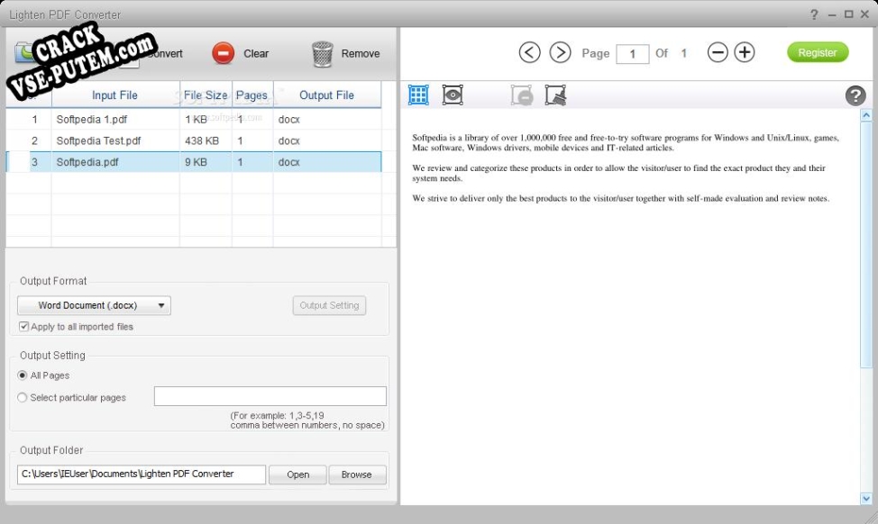 Активация программы Lighten PDF Converter
