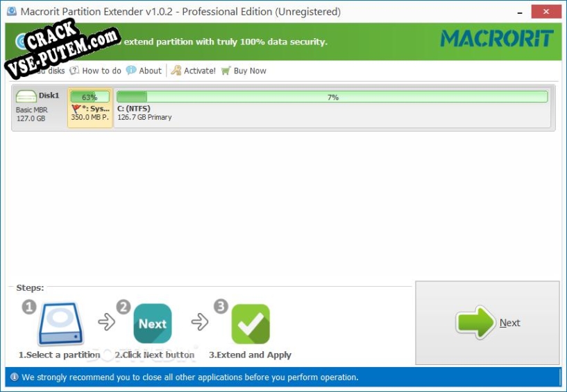 Macrorit Partition Extender Professional Edition  + crack (кряк)