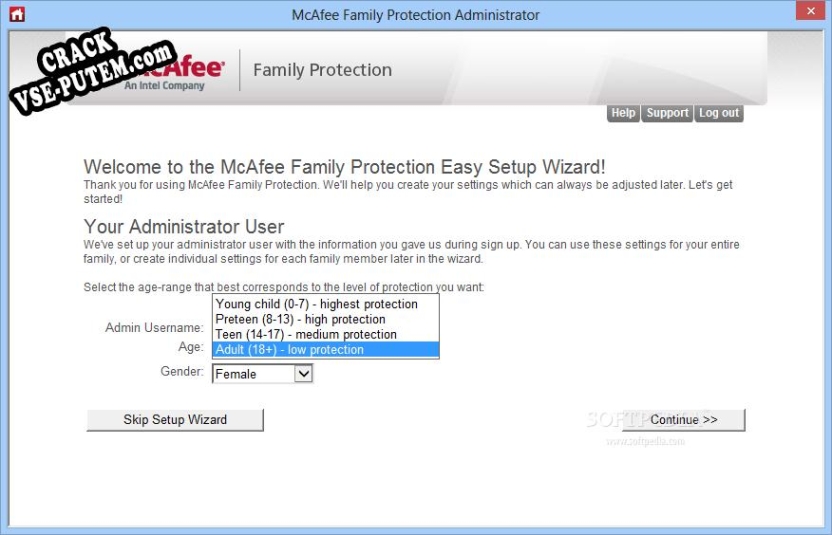 Ключ для McAfee Family Protection
