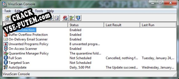 McAfee VirusScan Enterprise + crack/ключ