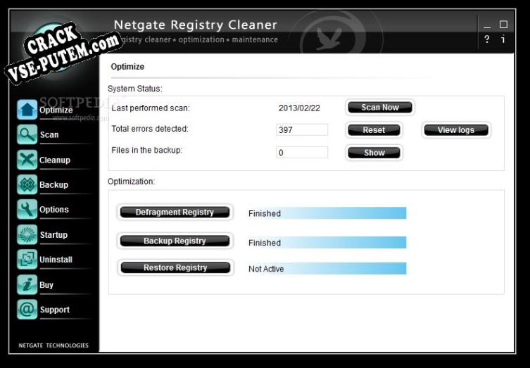 Crack для NETGATE Registry Cleaner