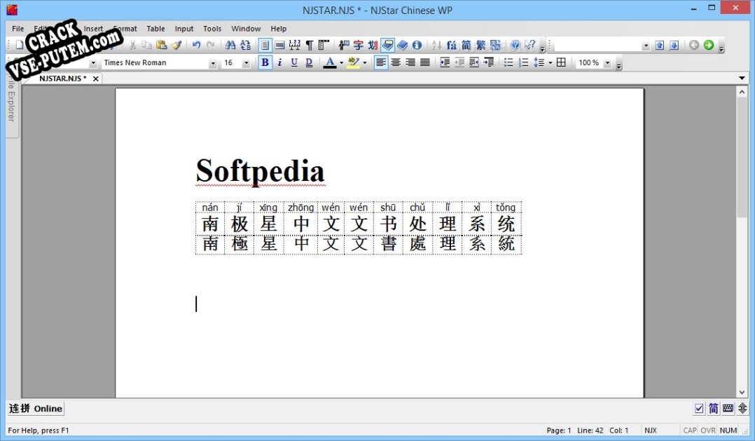 Crack для NJStar Chinese WP (formerly NJStar Chinese Word Processor)