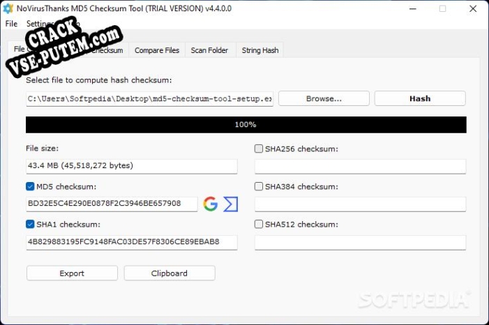 NoVirusThanks MD5 Checksum Tool + crack/ключ