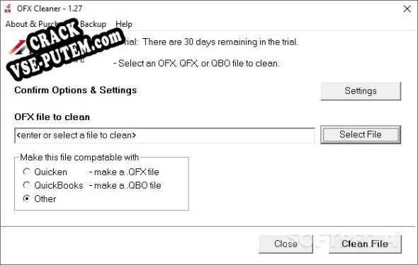 OFX Cleaner и crack patch (взлом)