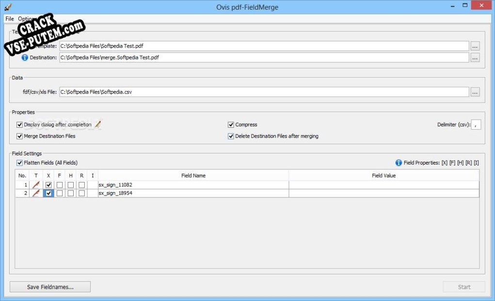 Активация программы Ovis pdf-FieldMerge