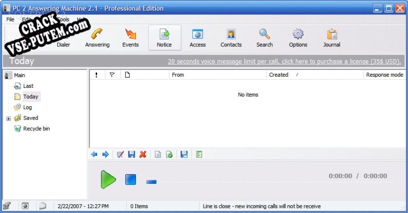 Взлом (keygen) PC 2 Answering Machine - Professional Edition