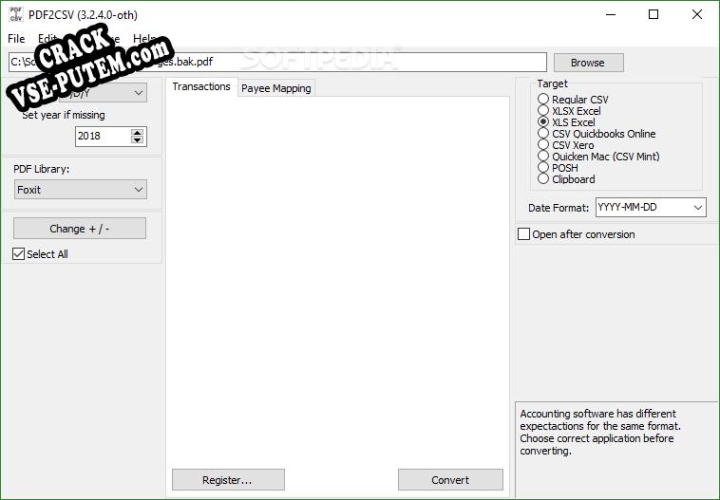 Взлом (keygen) PDF2CSV