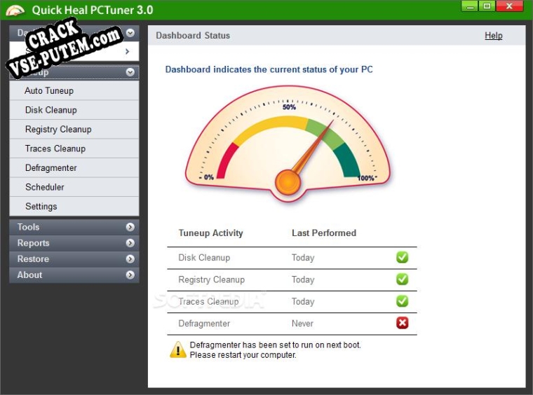 Активация программы Quick Heal PCTuner