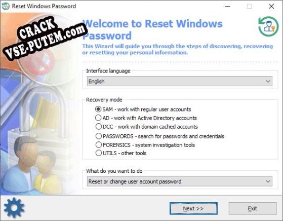 Reset Windows Password + crack/ключ