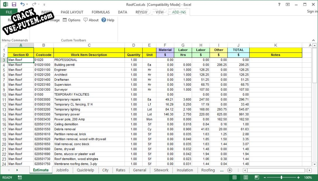 Crack для RoofCOST Estimator