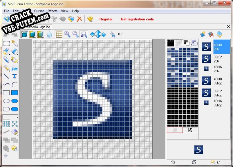 Активация программы Sib Cursor Editor