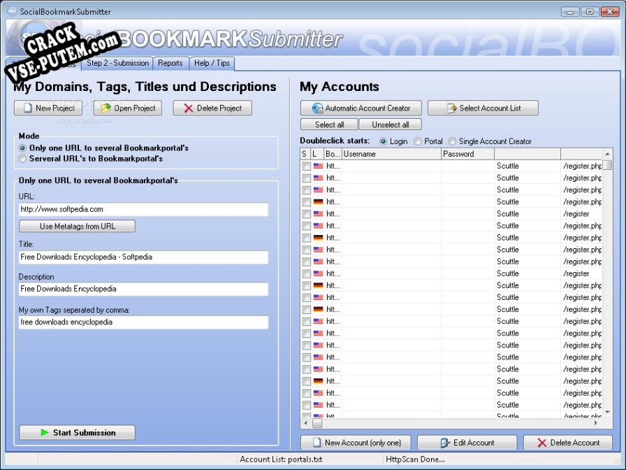 Social Bookmark Submitter и crack patch (взлом)