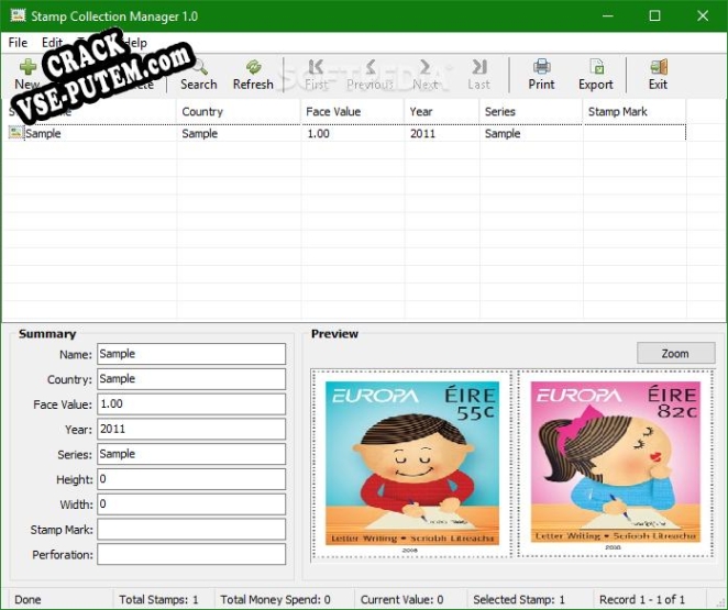 Ключ для Stamp Collection Manager