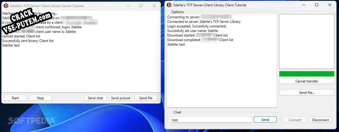 Crack для TCP Server-Client Library