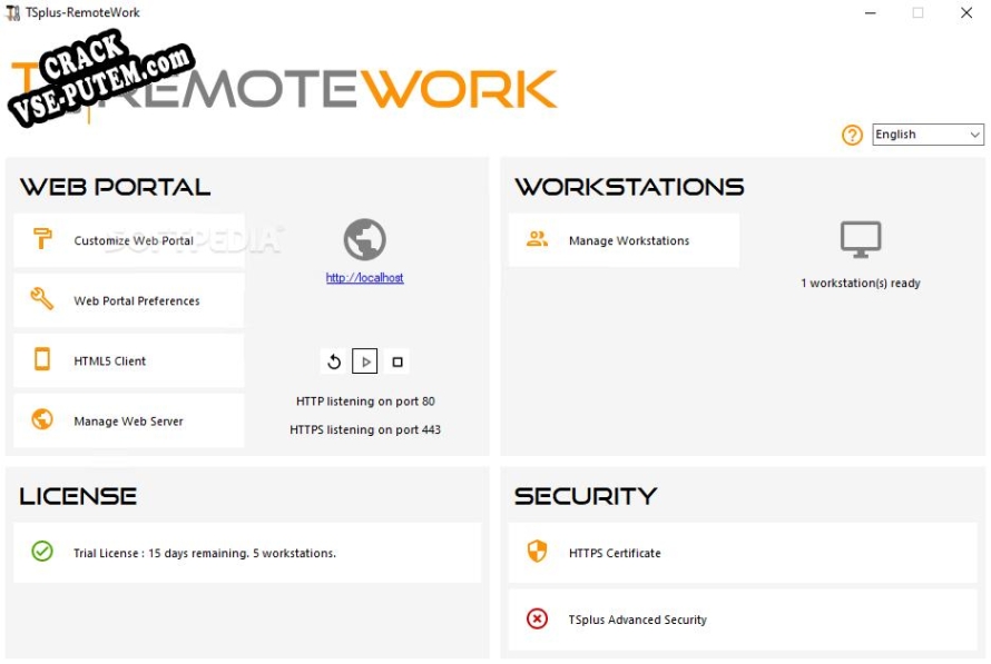 TSplus-RemoteWork + crack/ключ