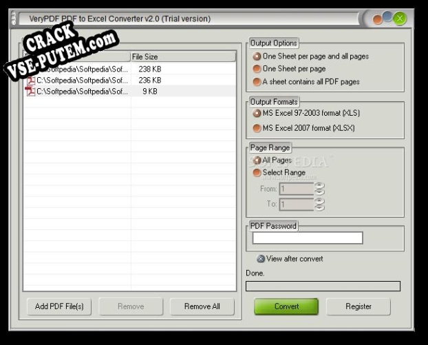 VeryPDF PDF to Excel Converter + crack/ключ