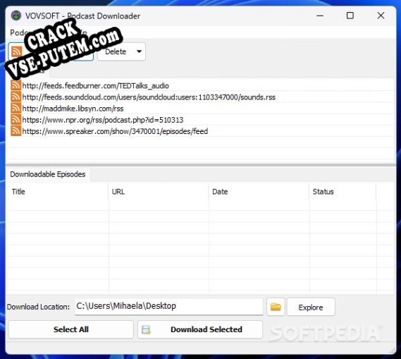 Crack для Vovsoft Podcast Downloader