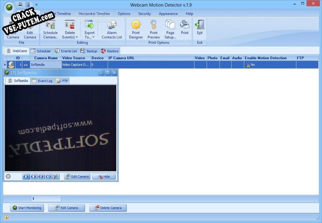 Взлом (keygen) Webcam Motion Detector