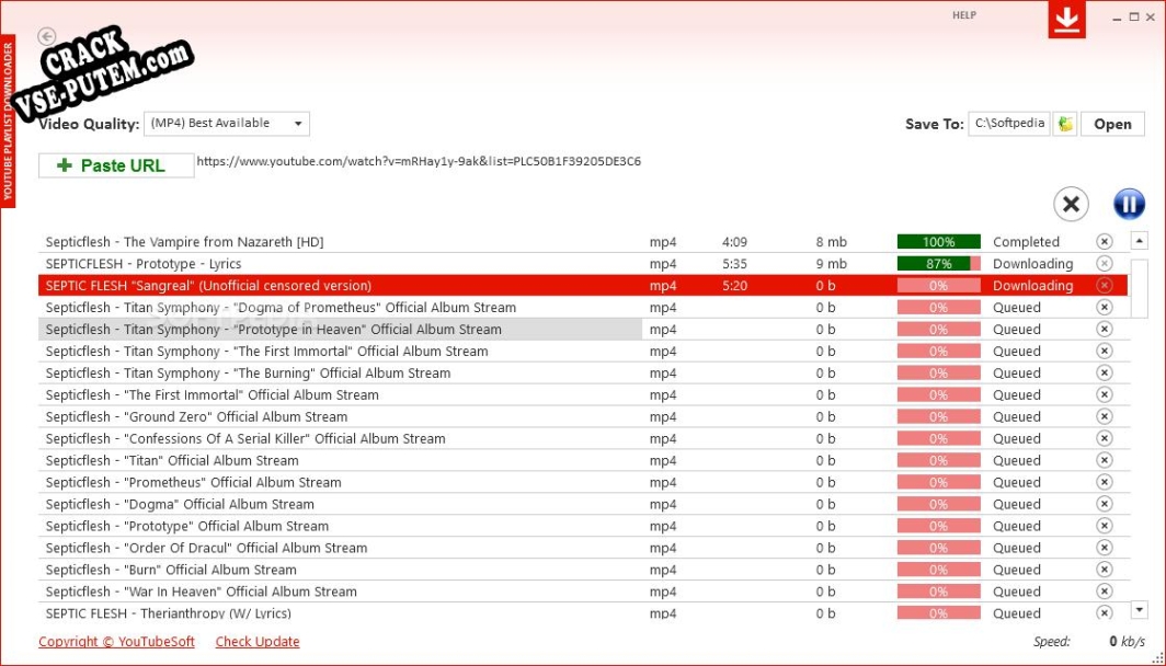 Активация программы YouTube Playlist Downloader