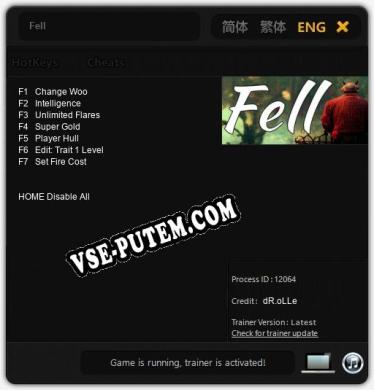 Fell: Читы, Трейнер +7 [dR.oLLe]